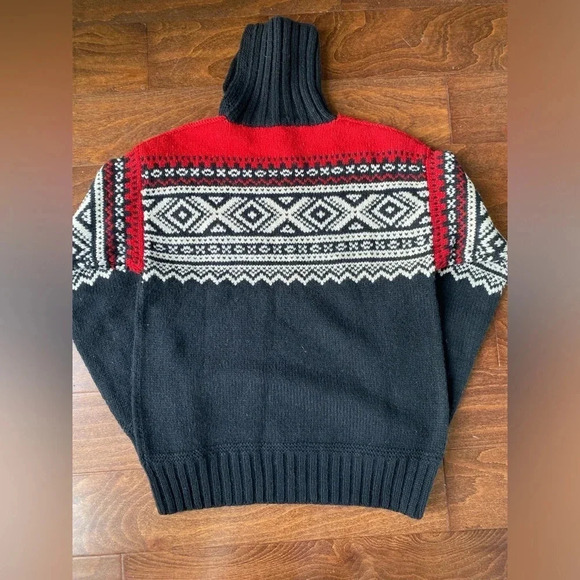 Ralph Lauren Sweater Women’s Medium Aztec Pattern 100% Lambswool Hand Knit - Picture 2 of 7